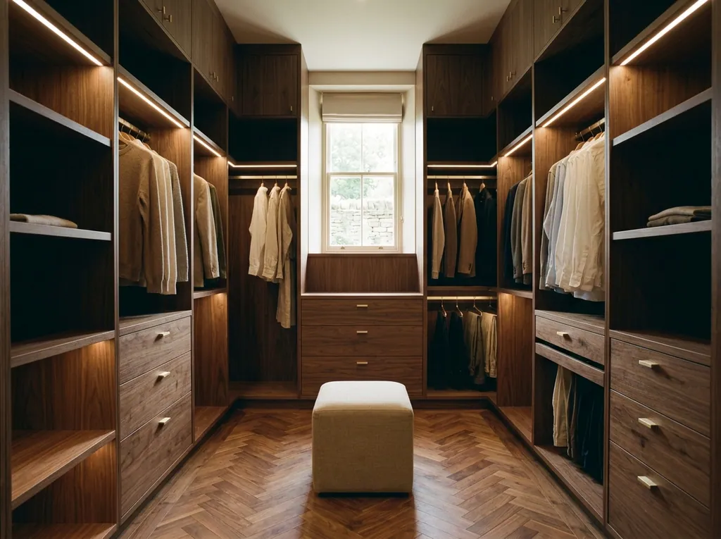 Walk-in dressing room fitted in a Ilkley home — editorial photograph.